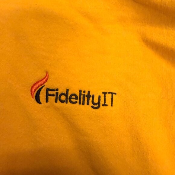 🔥 Vintage Fidelity IT Yellow Gildan Heavy Blend Hoodie (Unisex L) - Picture 4 of 9